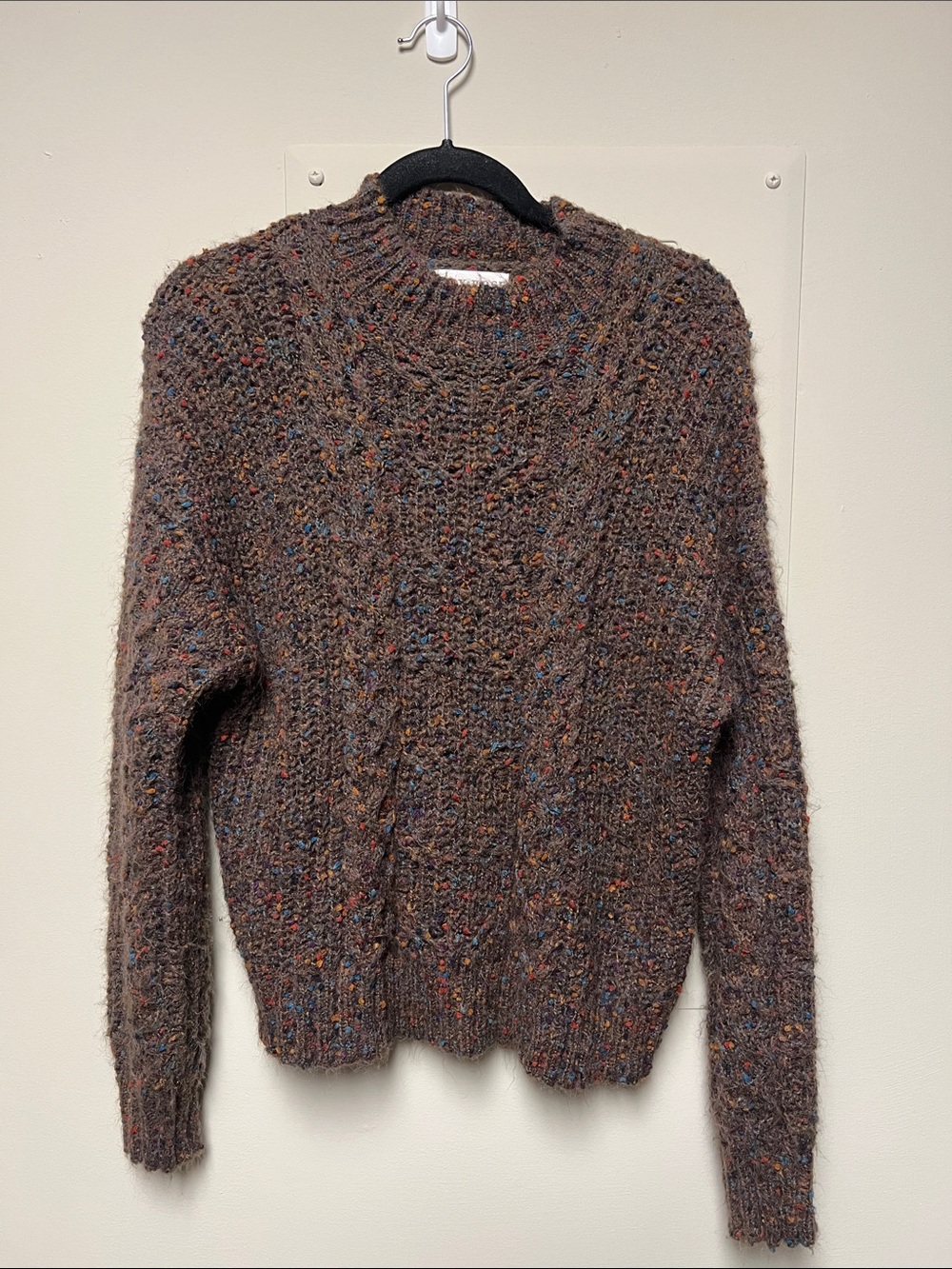 Knox rose brown and multicolor cable knit sweater